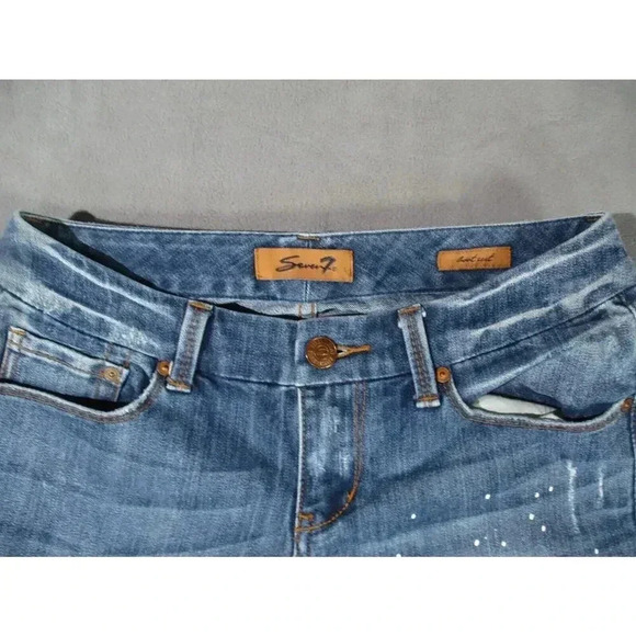 Seven7 Women's Bootcut Distressed Blue Jeans Size 28 Medium Wash Western - Picture 2 of 12